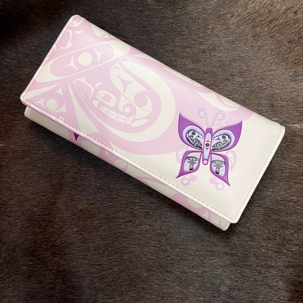 Elegant Pink and Cream Butterfly Wallet